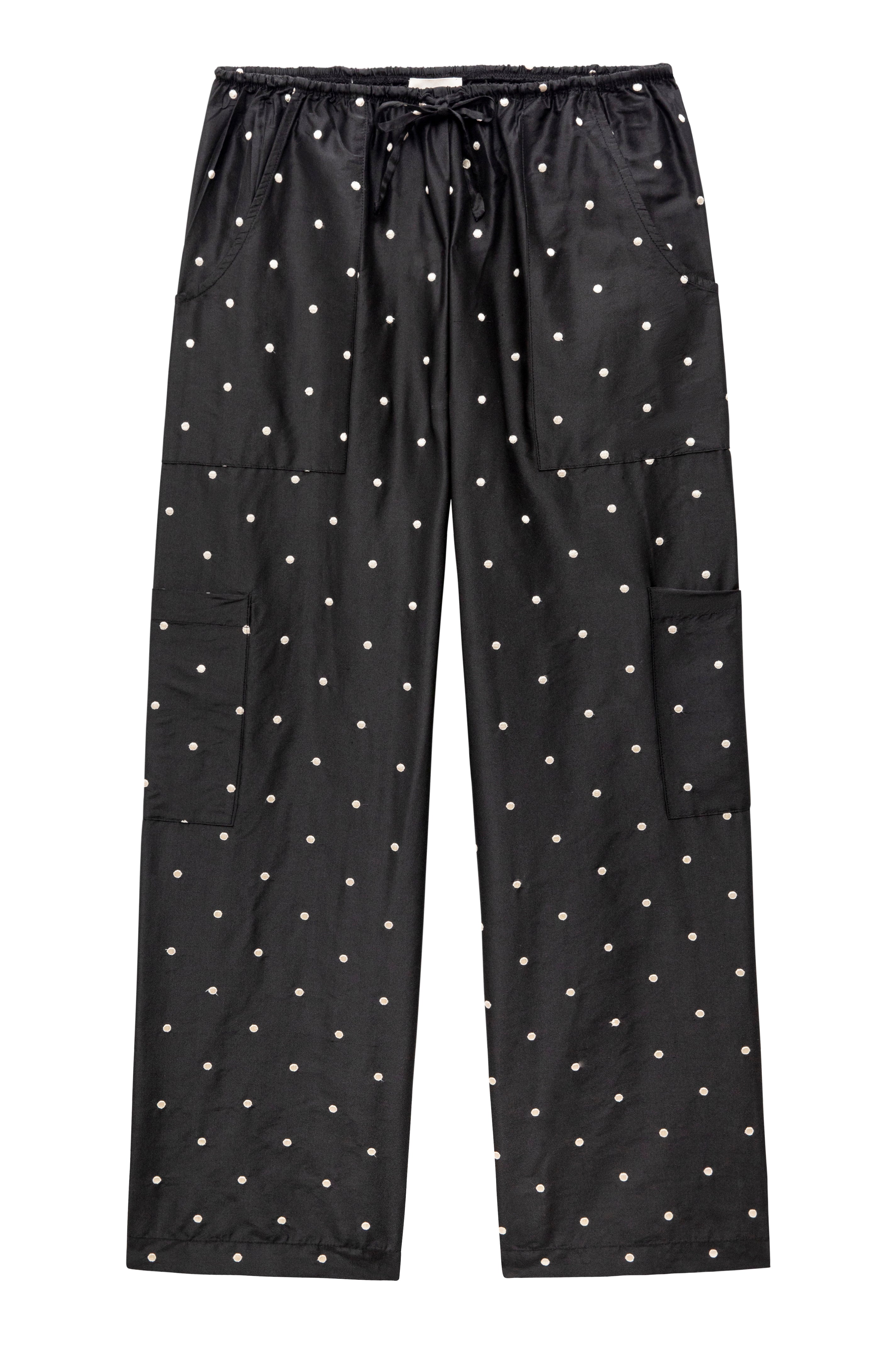 Jet Polka Dot Silk Taffeta Cargo Pant – DONNI. | 100% Silk Taffeta