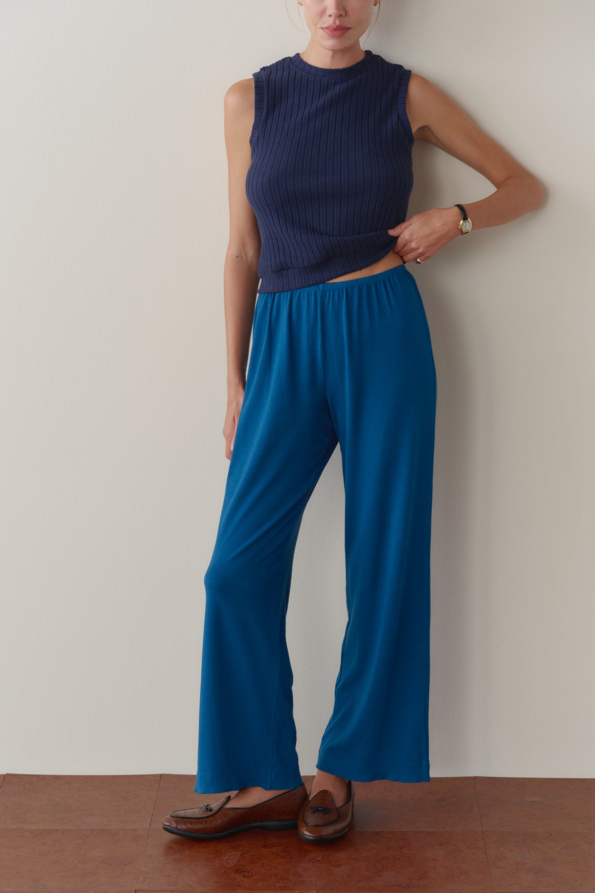 The Baby Rib Scallop Pant
