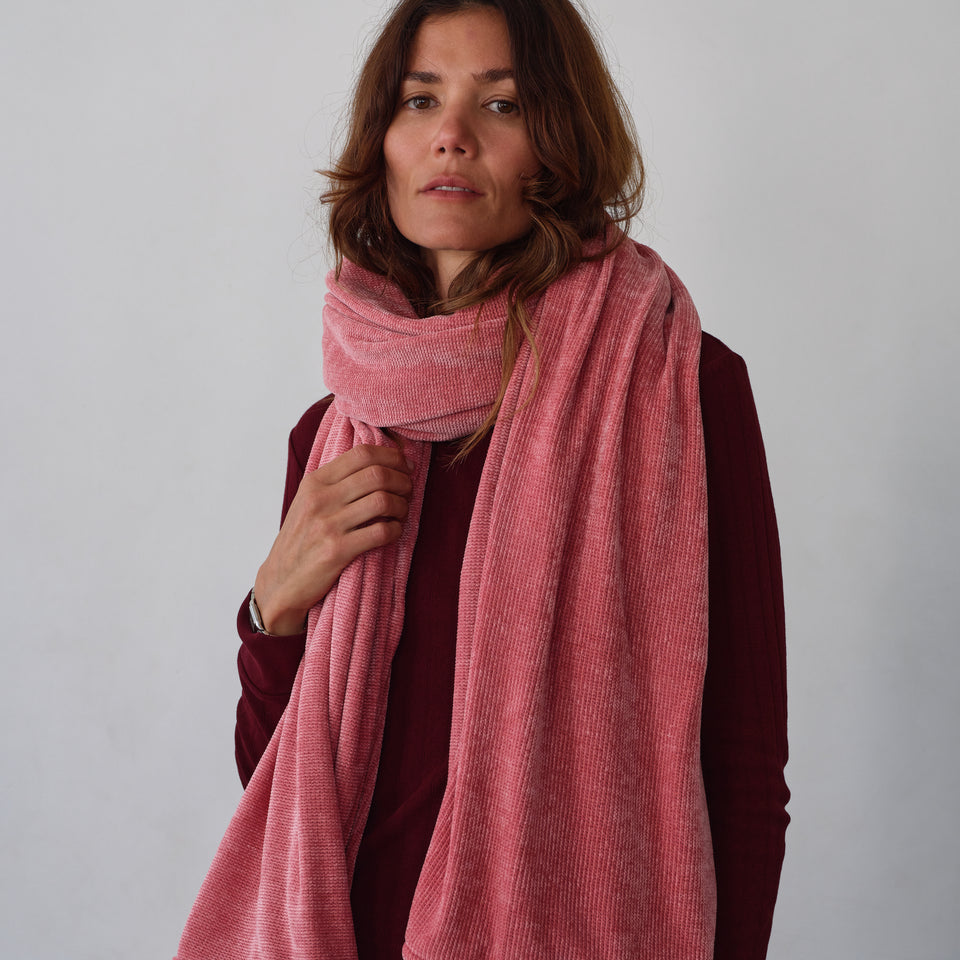 The Chenille Blanket Scarf Blush