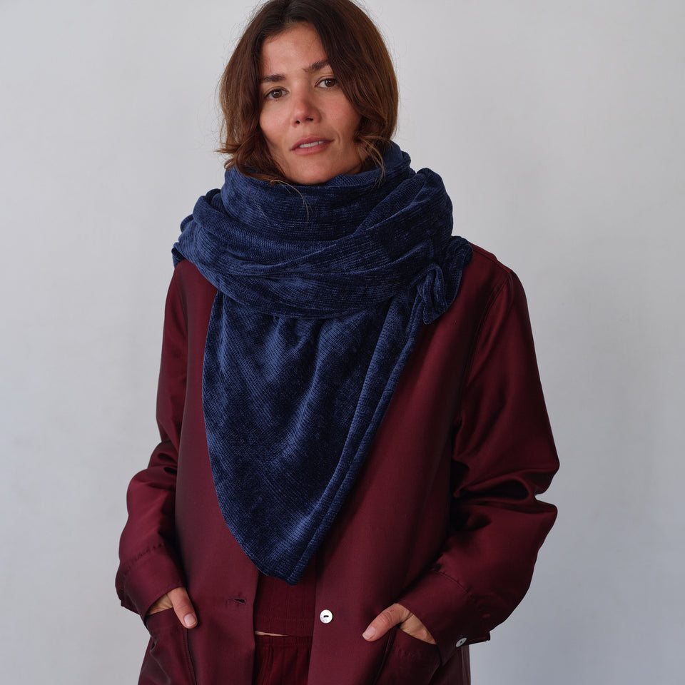 The Chenille Blanket Scarf Navy