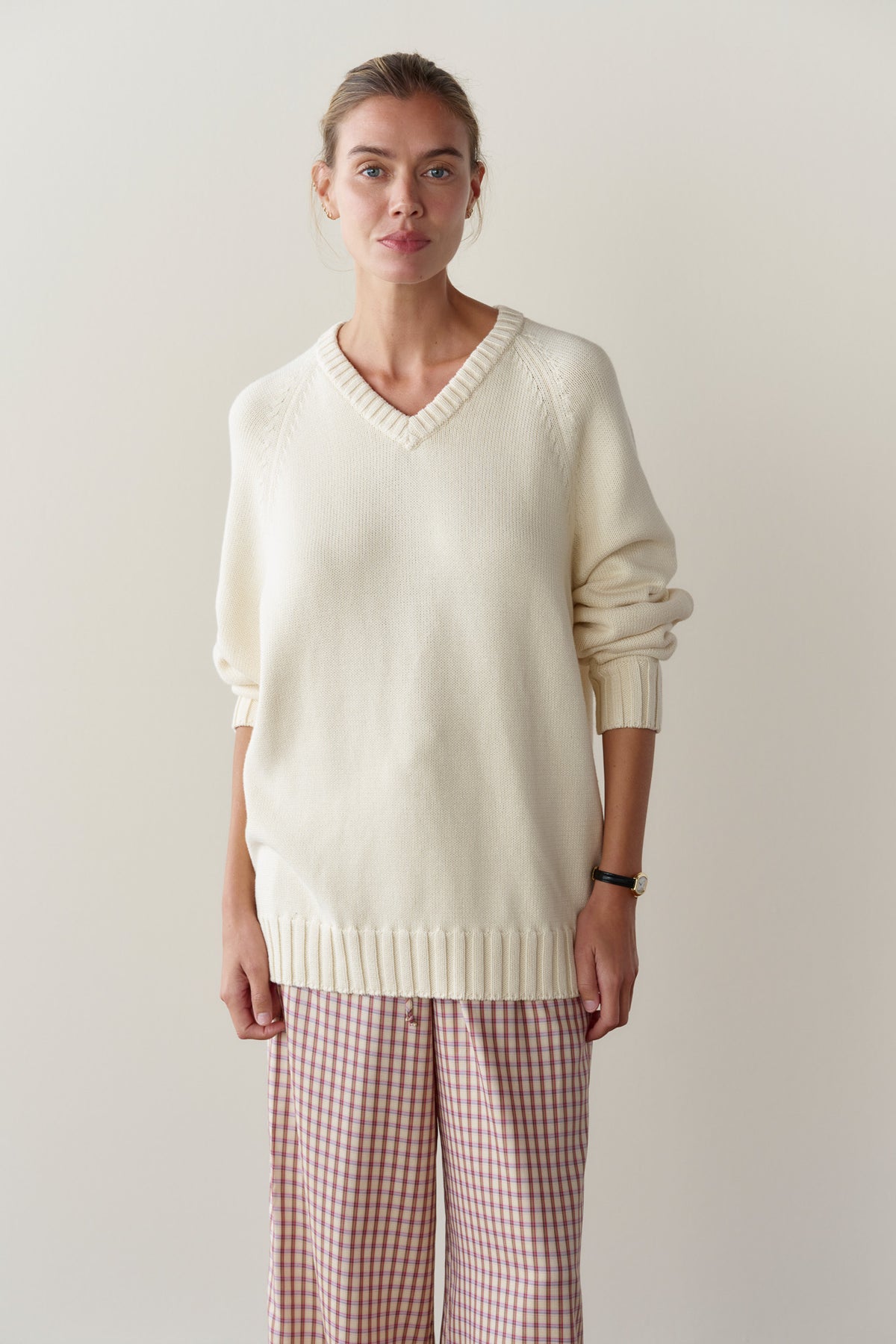 The Heavy Cotton Knit V-Neck Sweater