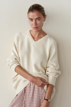 The Heavy Cotton Knit V-Neck Sweater