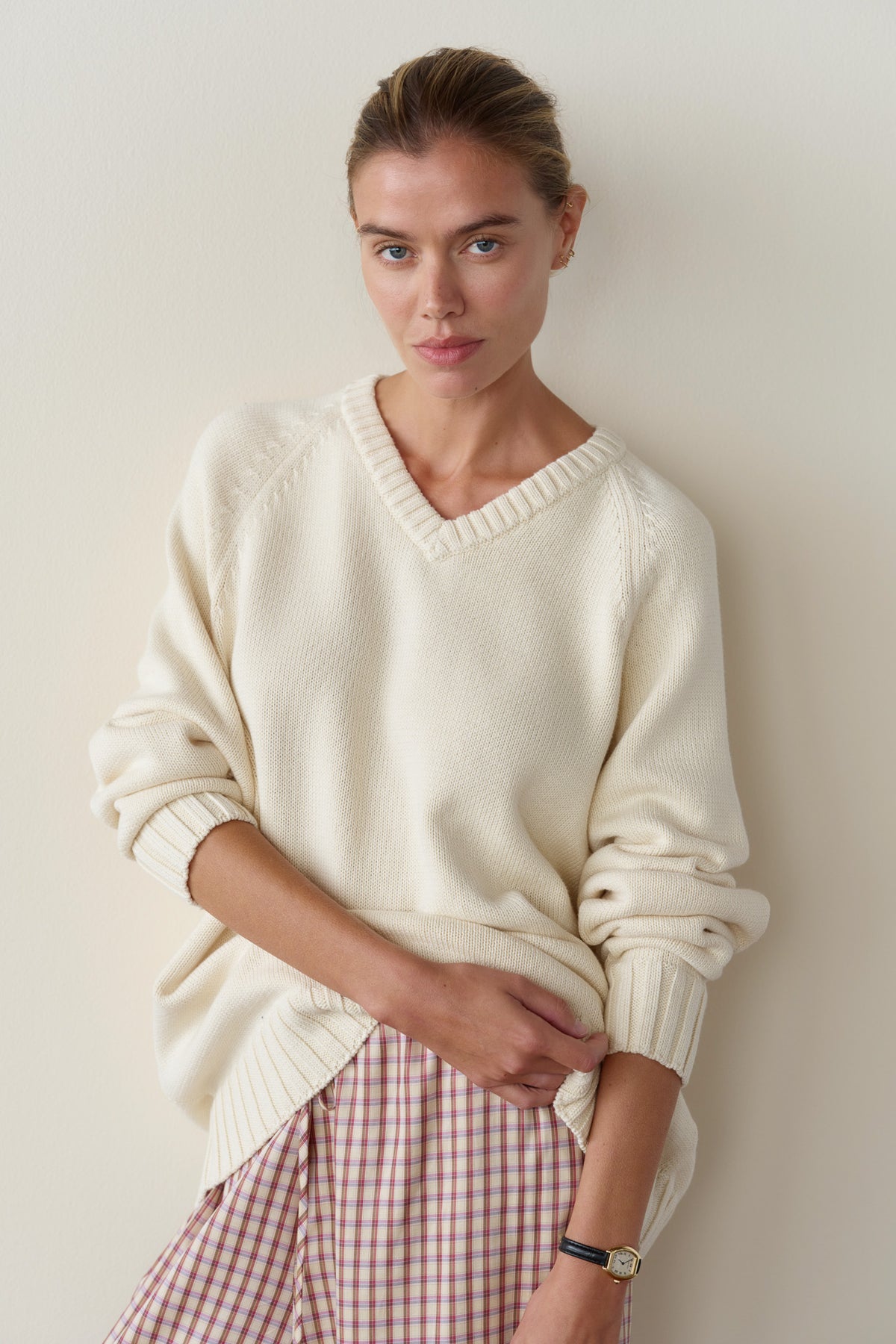 The Heavy Cotton Knit V-Neck Sweater