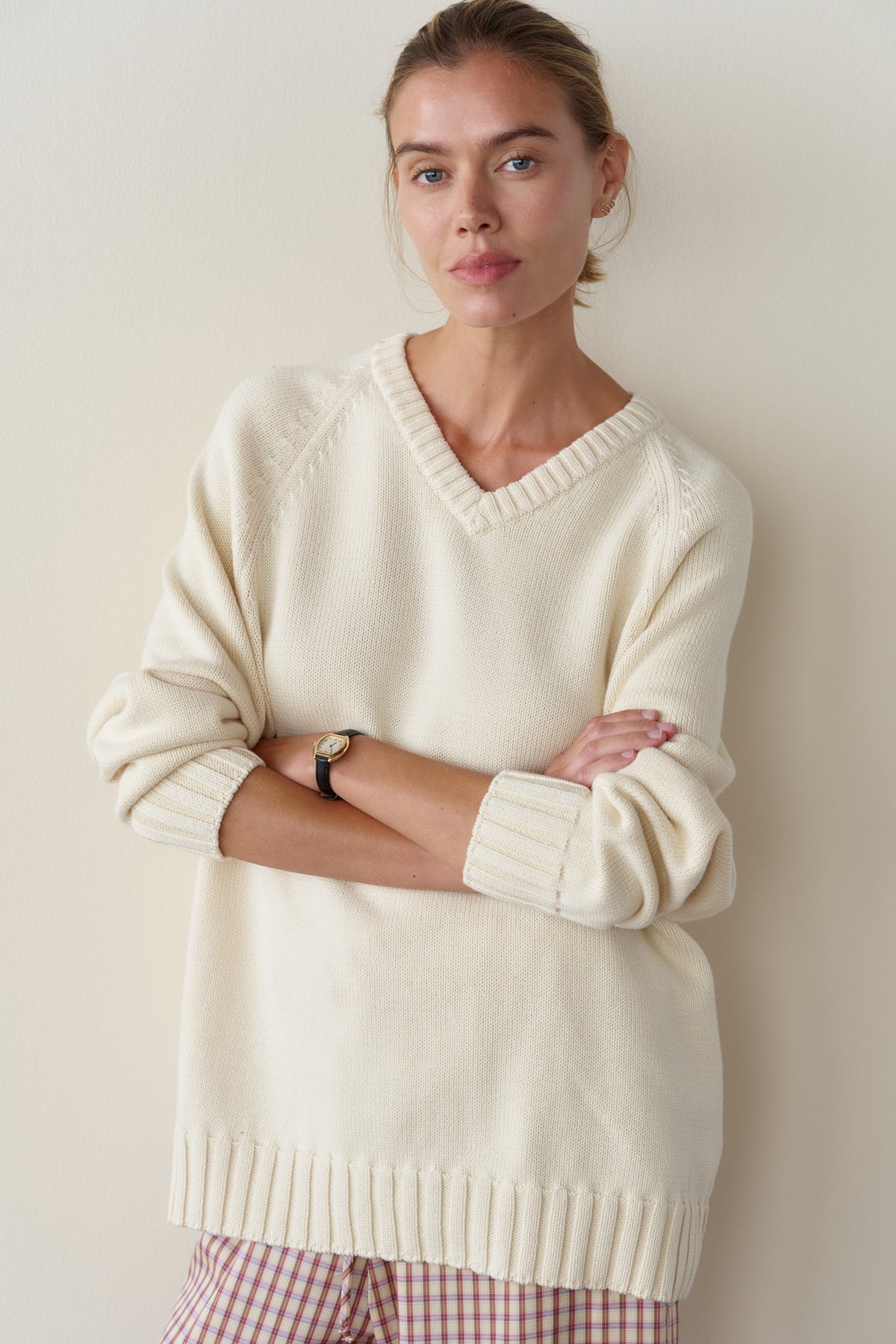 The Heavy Cotton Knit V-Neck Sweater