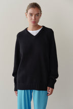The Heavy Cotton Knit V-Neck Sweater