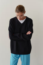 The Heavy Cotton Knit V-Neck Sweater