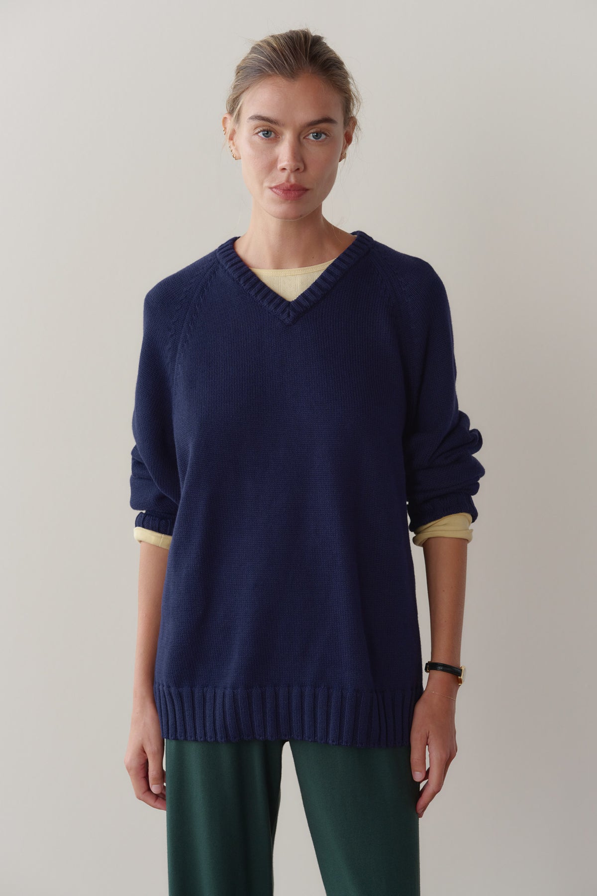 The Heavy Cotton Knit V-Neck Sweater