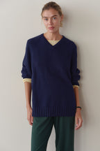 The Heavy Cotton Knit V-Neck Sweater