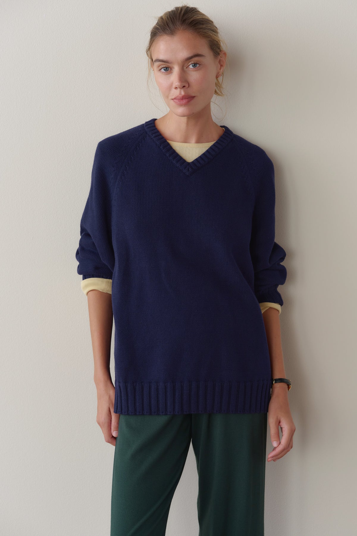 The Heavy Cotton Knit V-Neck Sweater