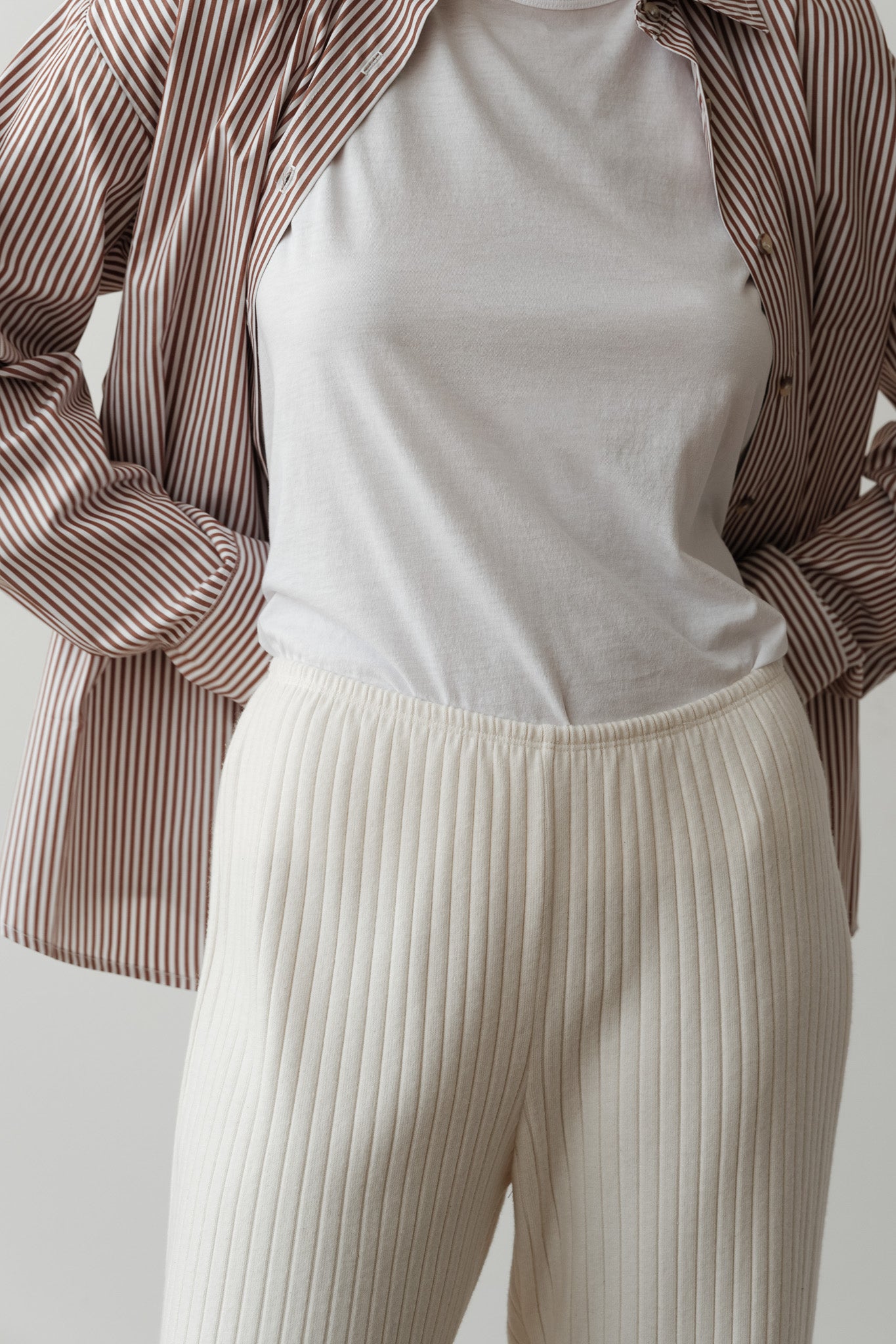 Charcoal Sweater Rib Simple Pant