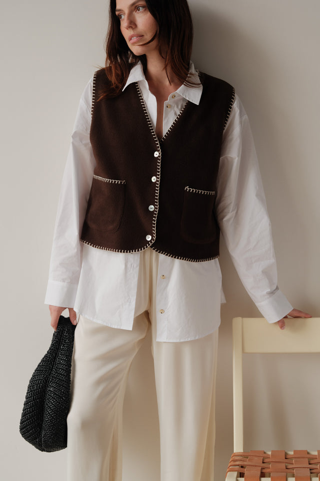The Polar Fleece Stitch Vest Espresso