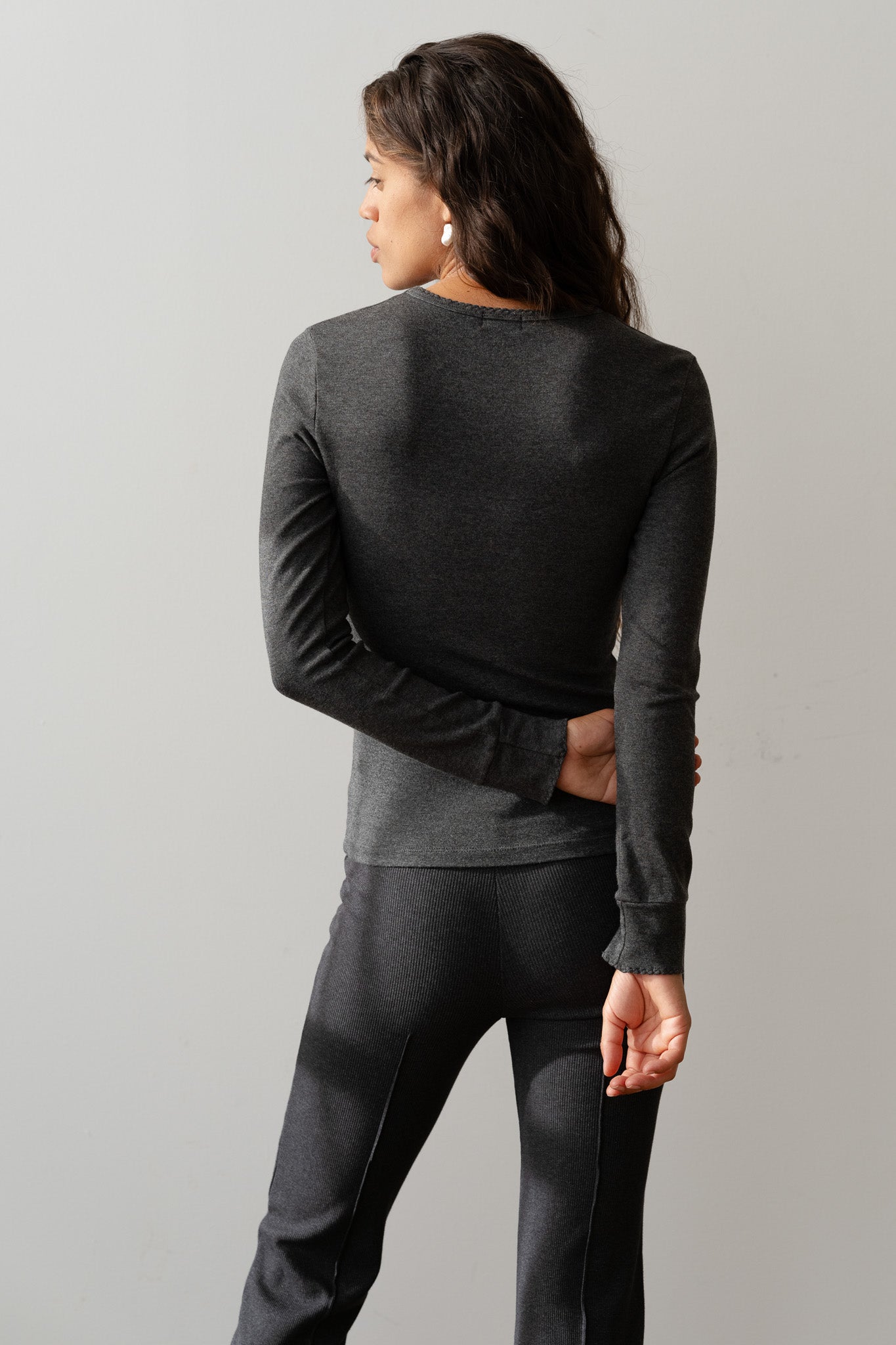 The Baby Rib Scallop Long Sleeve
