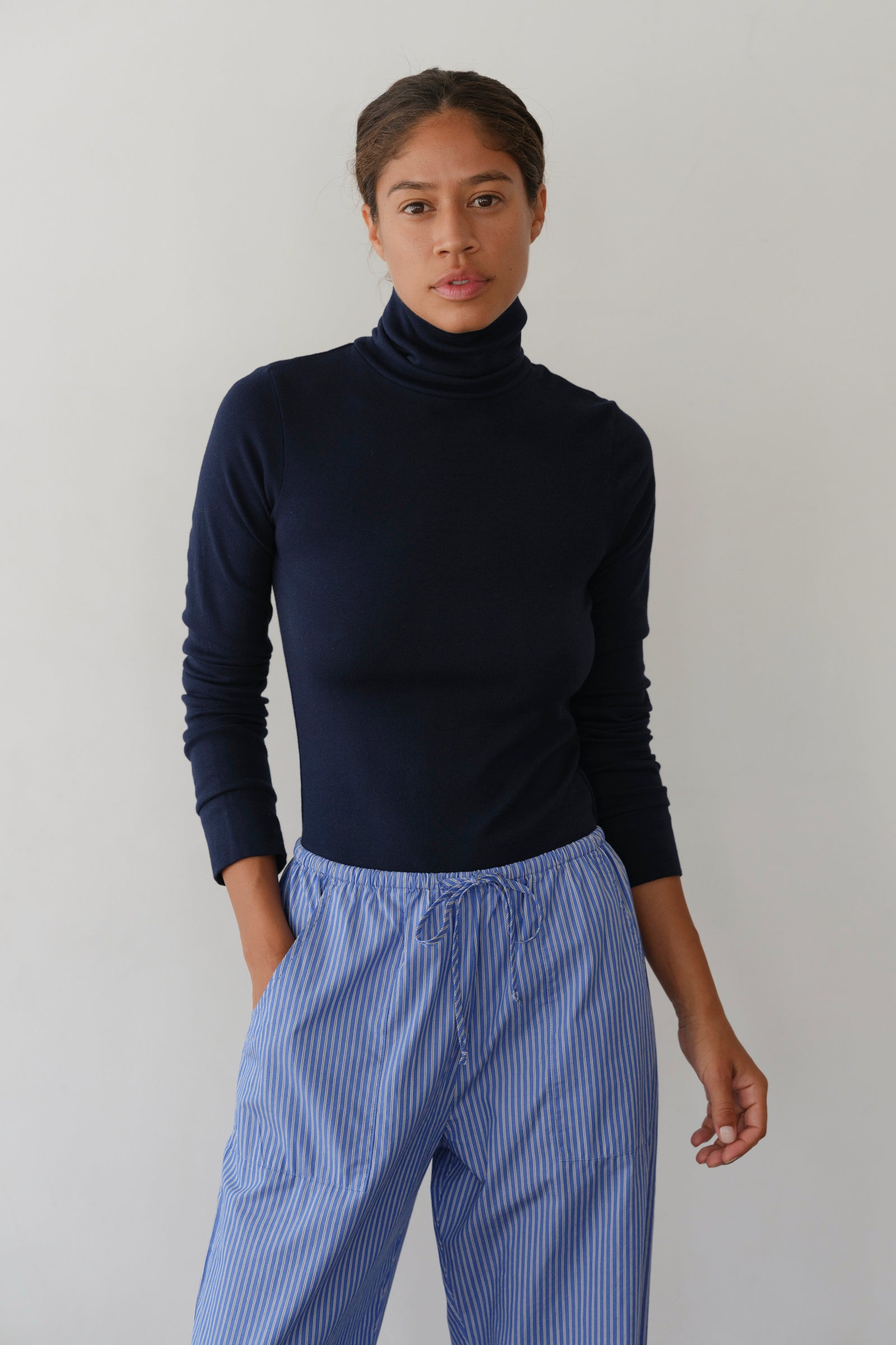 The Baby Rib Turtleneck Navy