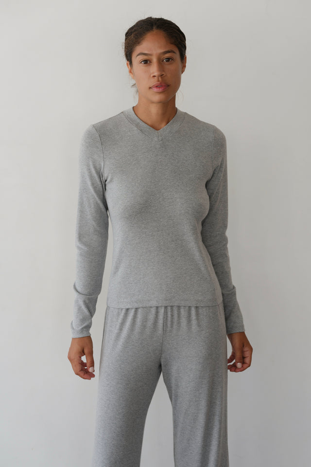 The Baby Rib V-Neck Long Sleeve