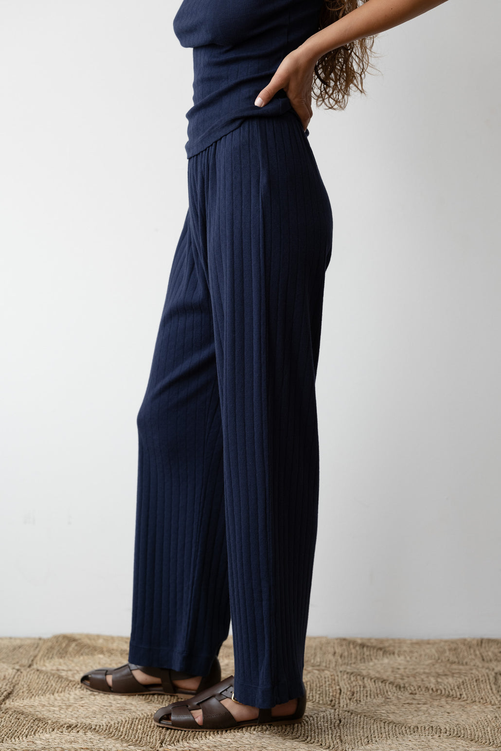 Heather Grey Pointelle Simple Crop Pant