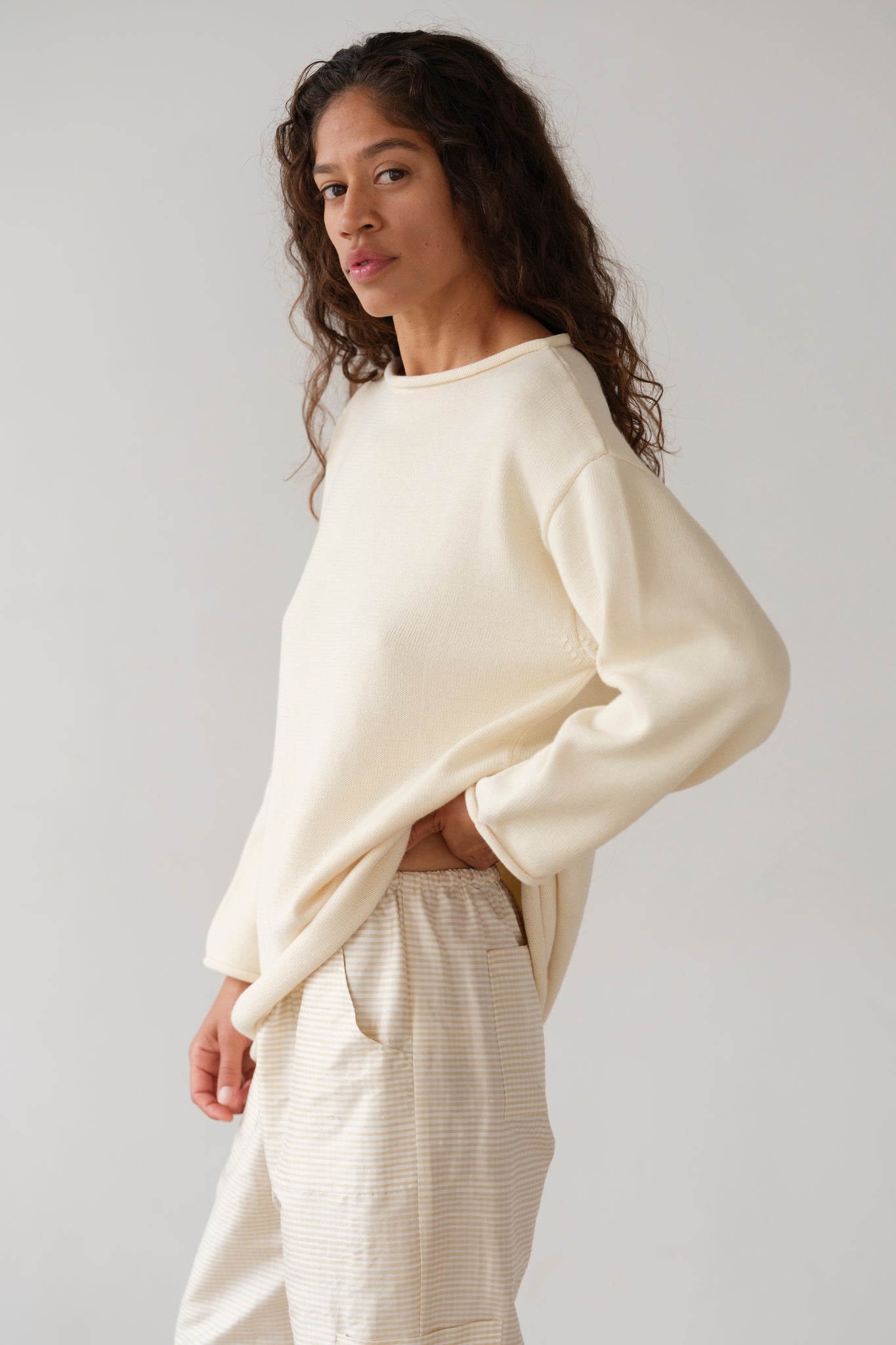The Cotton Knit Boat Neck Sweater
