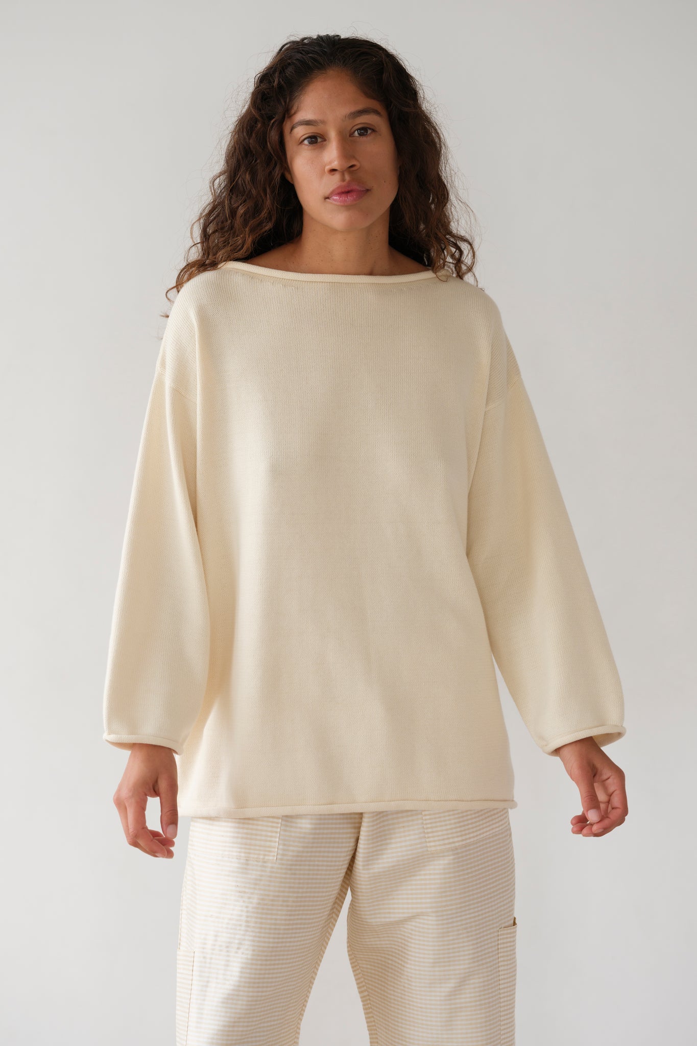The Cotton Knit Boat Neck Sweater