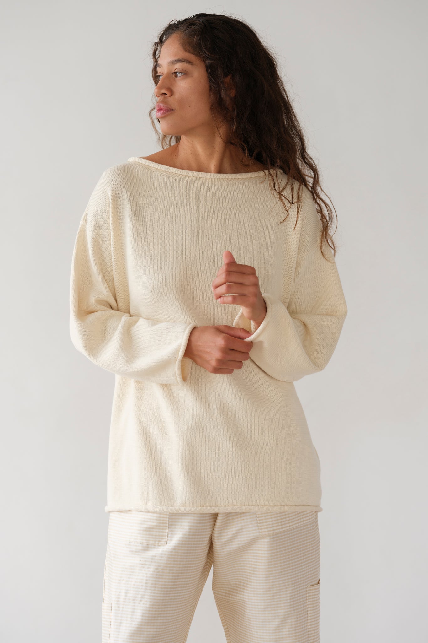 The Cotton Knit Boat Neck Sweater