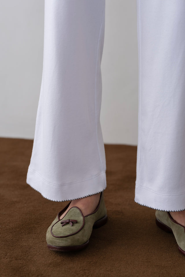 The Baby Rib Scallop Contrast Pant