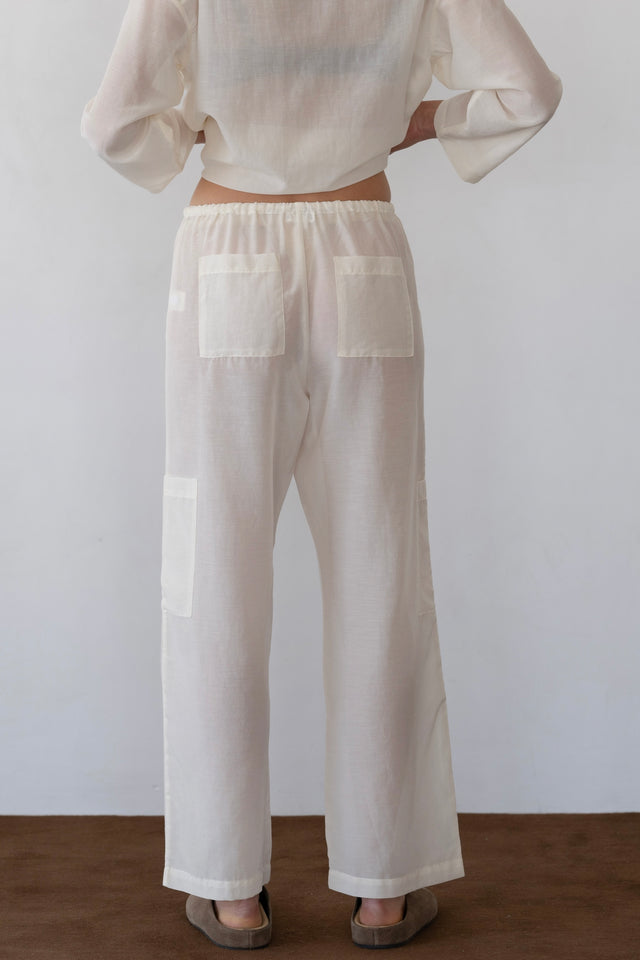 The Silk Cotton Sheer Cargo Pant