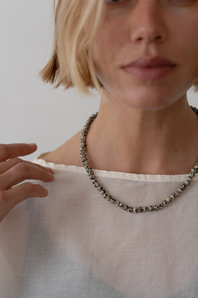 The Dalmatian Jasper Rondelle Necklace