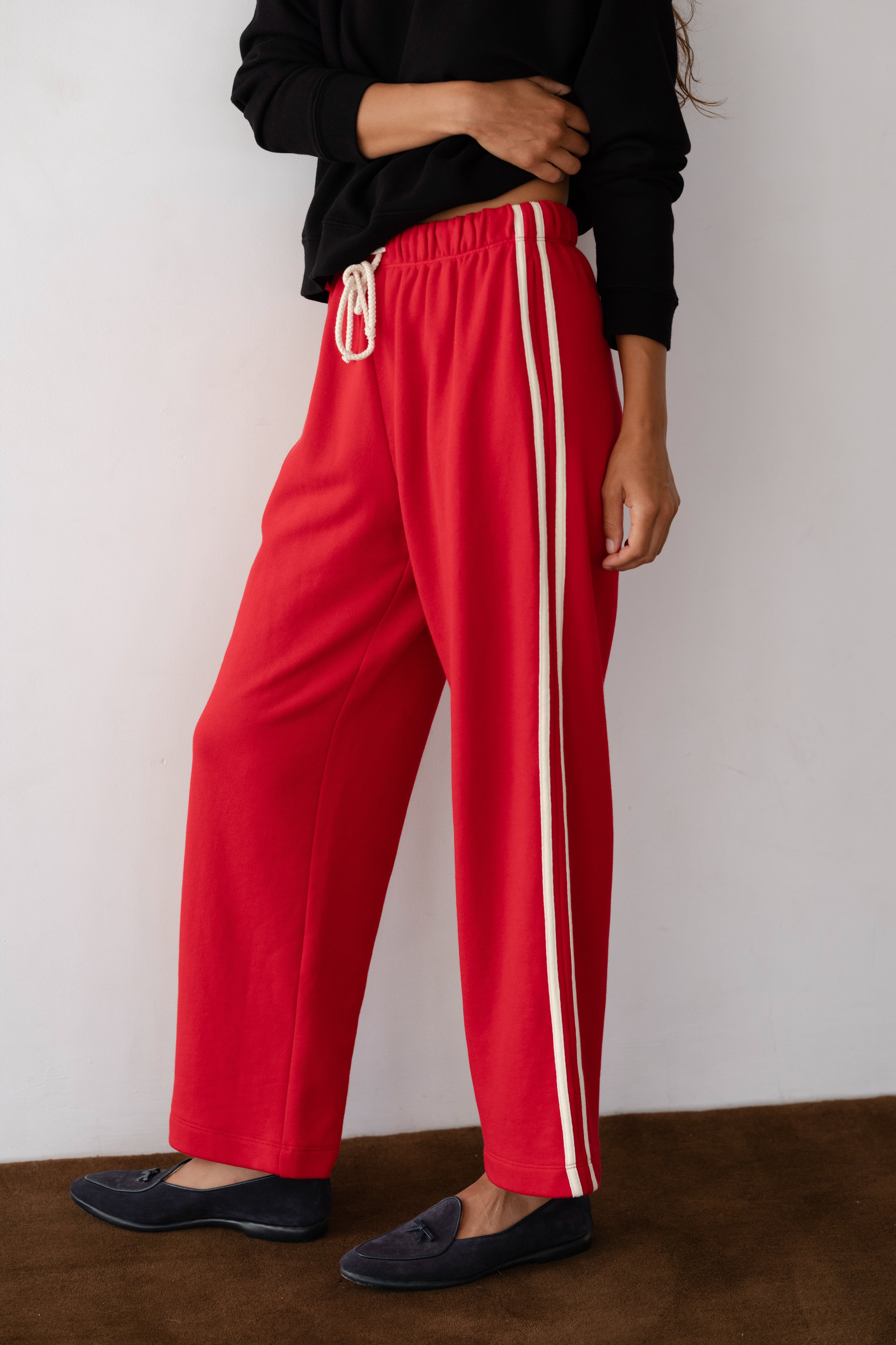 The Eco-Terry Stripe Crop Pant