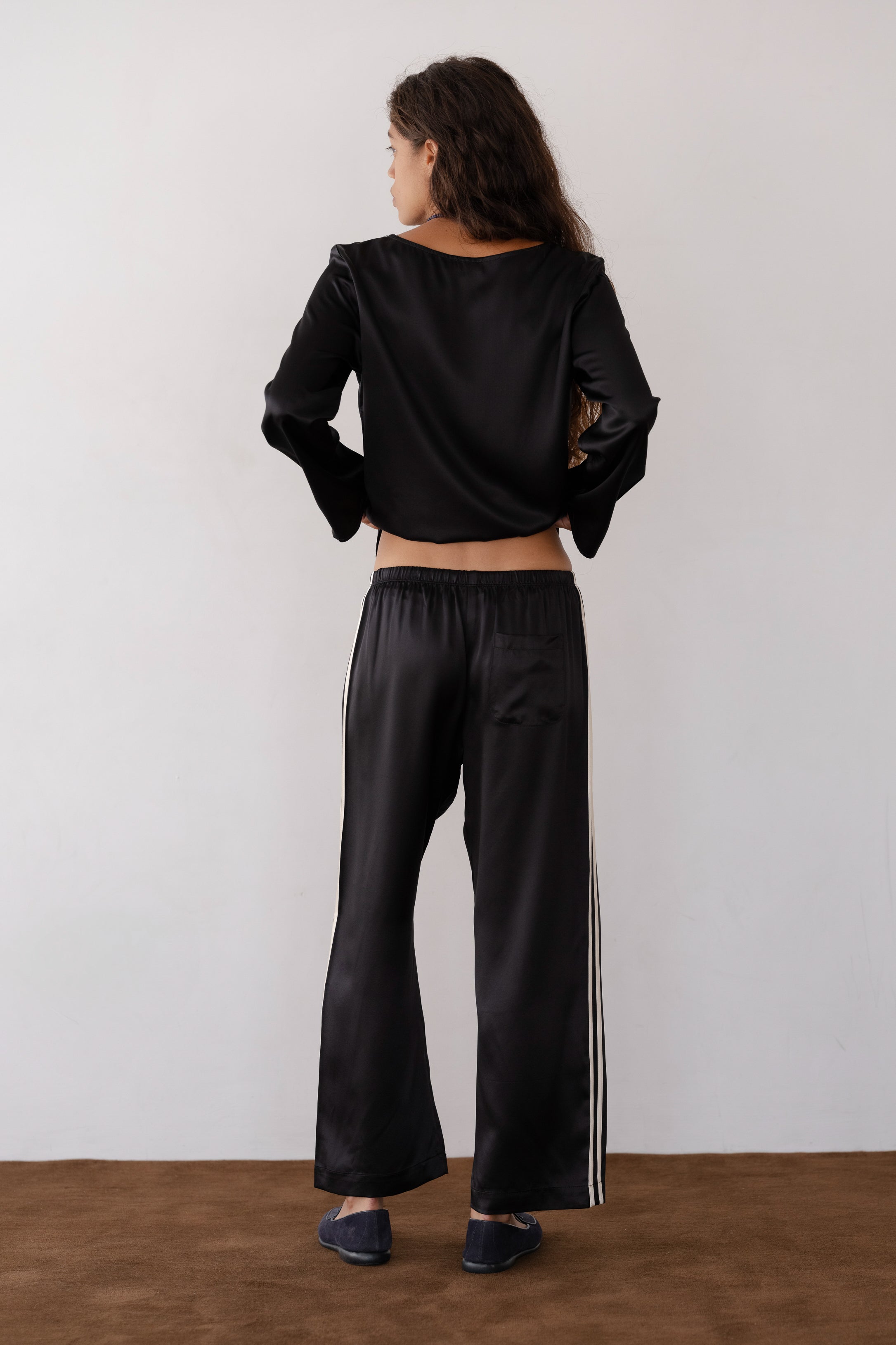 パンツ Stripe skert pant approved by siva The Silk Stripe Crop Pant