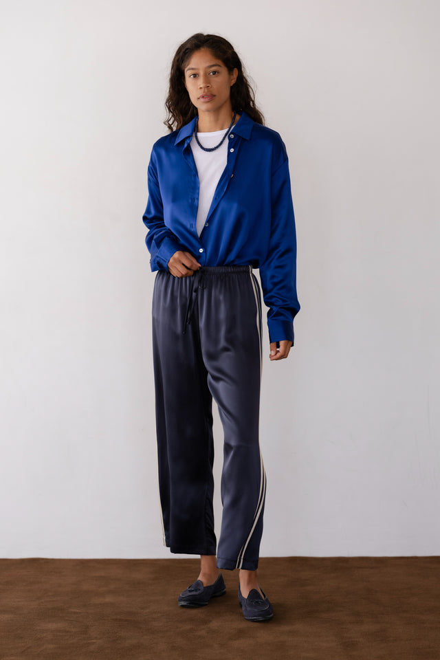 The Silk Stripe Crop Pant