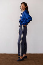 The Silk Stripe Crop Pant
