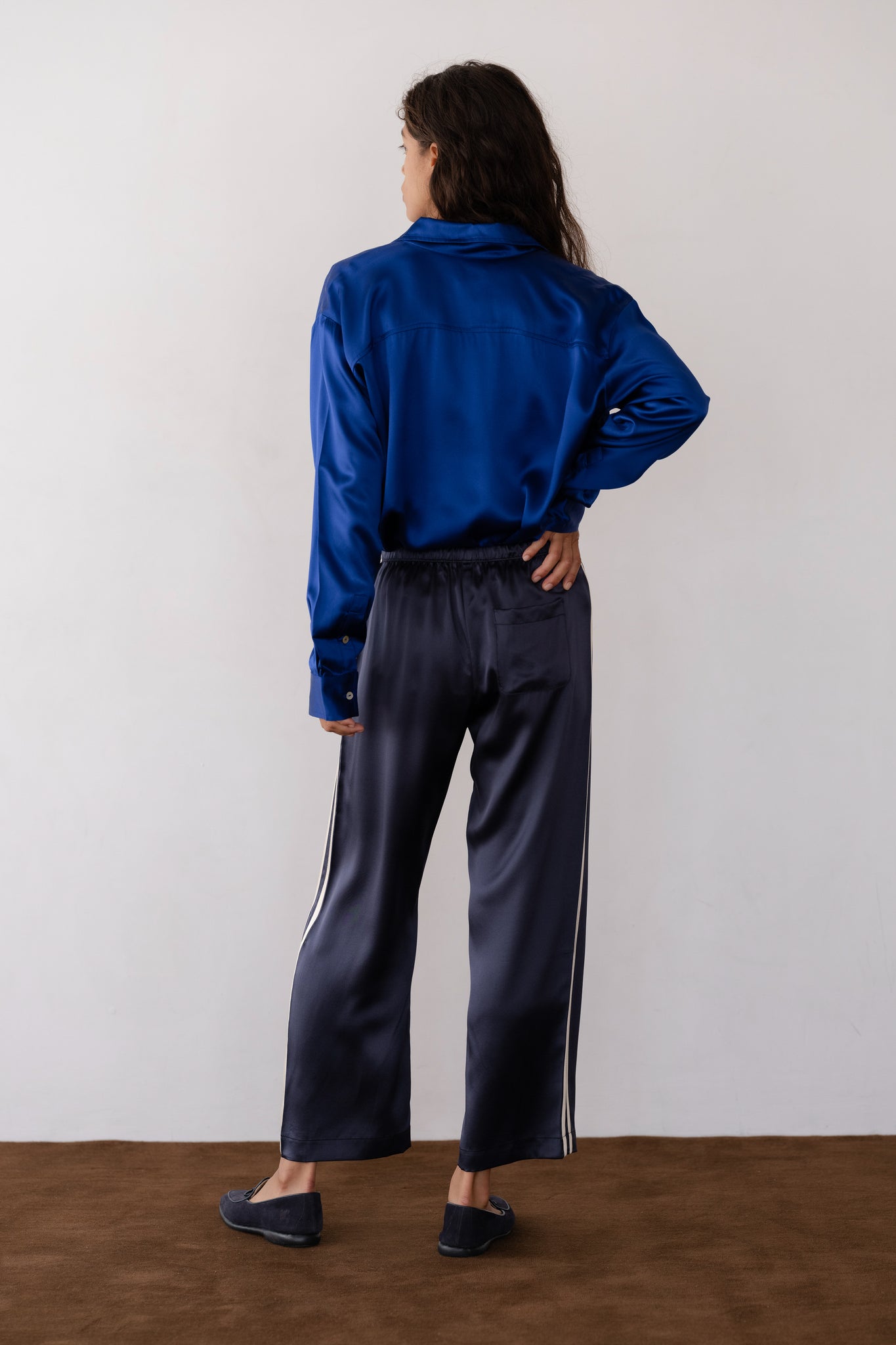 The Silk Stripe Crop Pant
