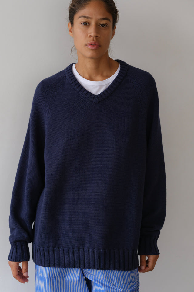 The Cotton Cashmere V-Neck Sweater