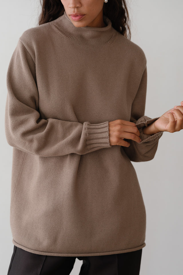The Cotton Cashmere Roll Neck Sweater