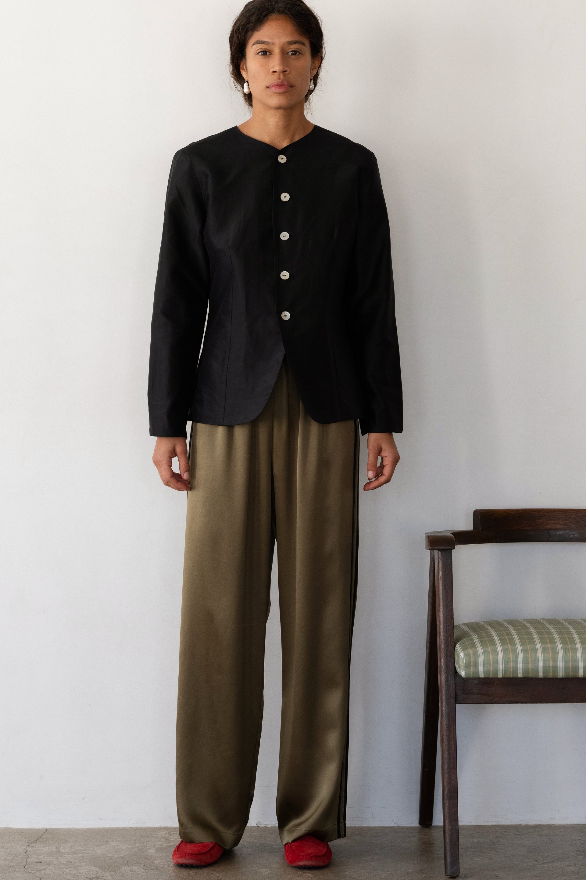 The Silk Stripe Simple Pant