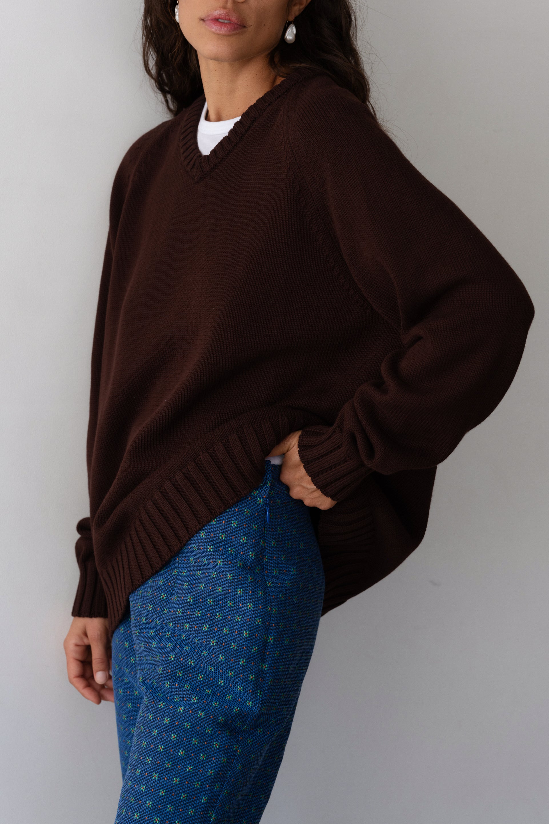 The Heavy Cotton Knit V-Neck Sweater