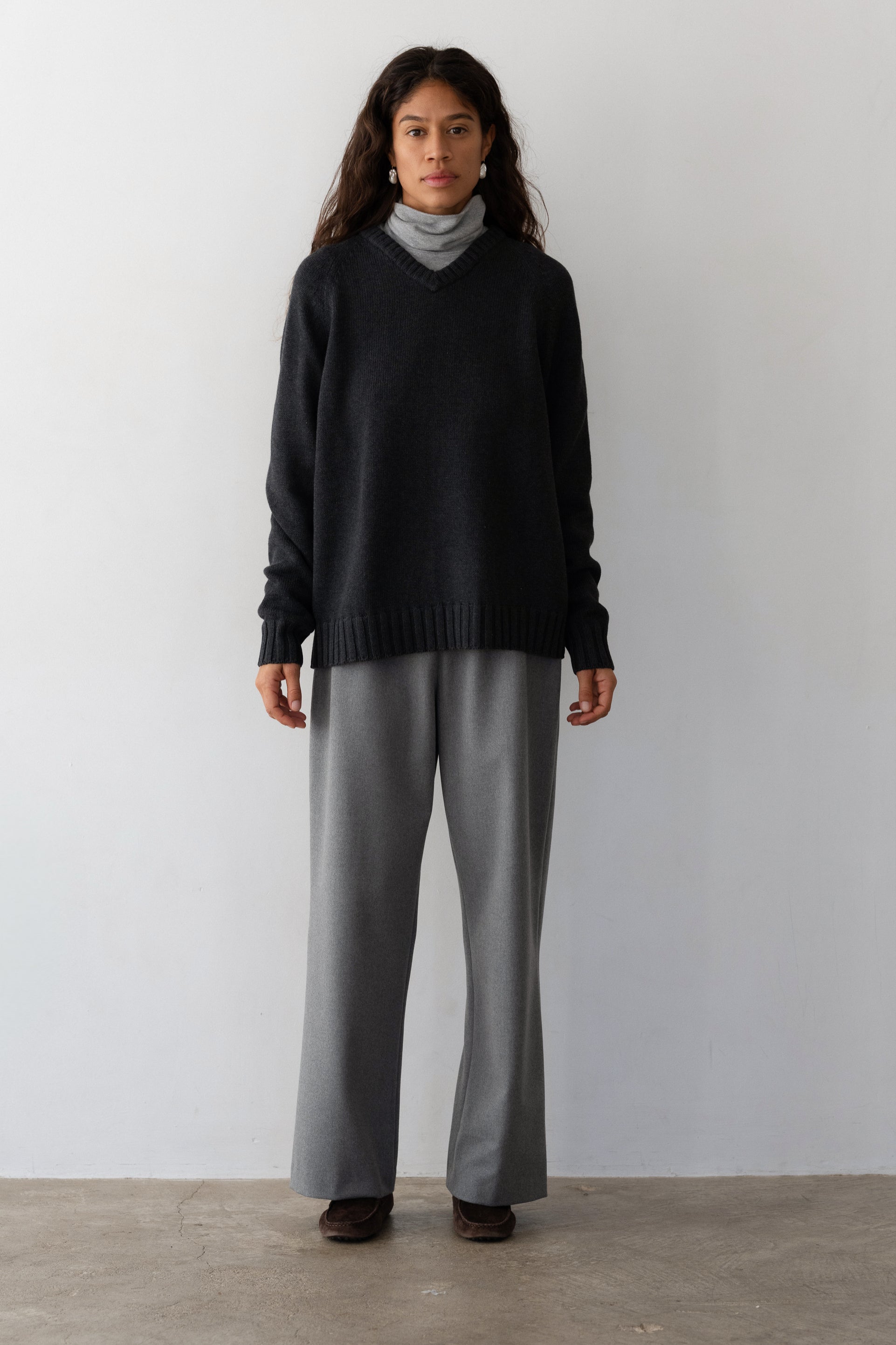 The Heavy Cotton Knit V-Neck Sweater