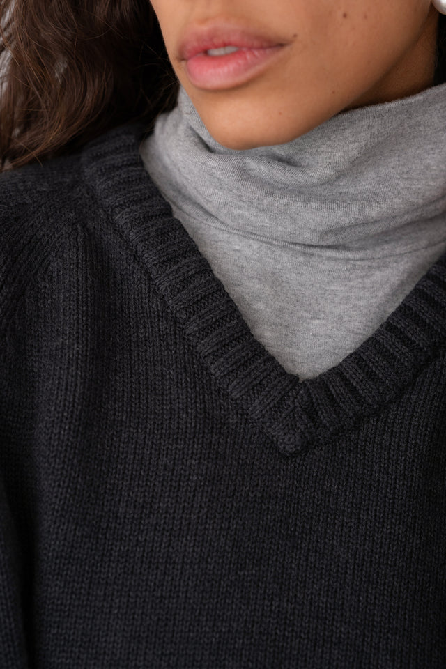 The Heavy Cotton Knit V-Neck Sweater