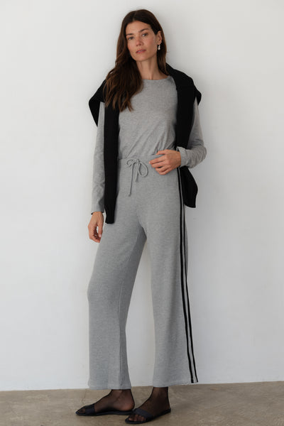 The Thermal Crop Stripe Pant Heather Grey