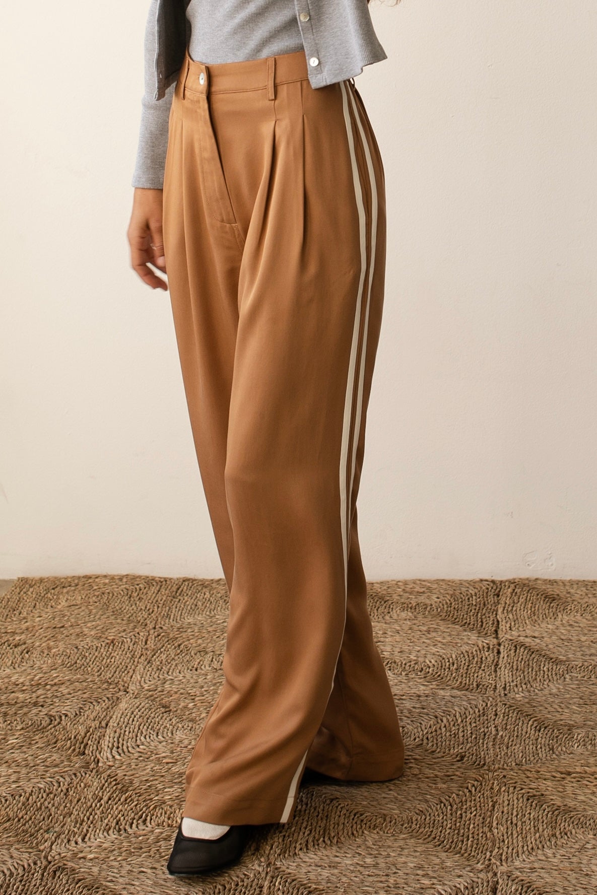 The Pleated Stripe Trouser