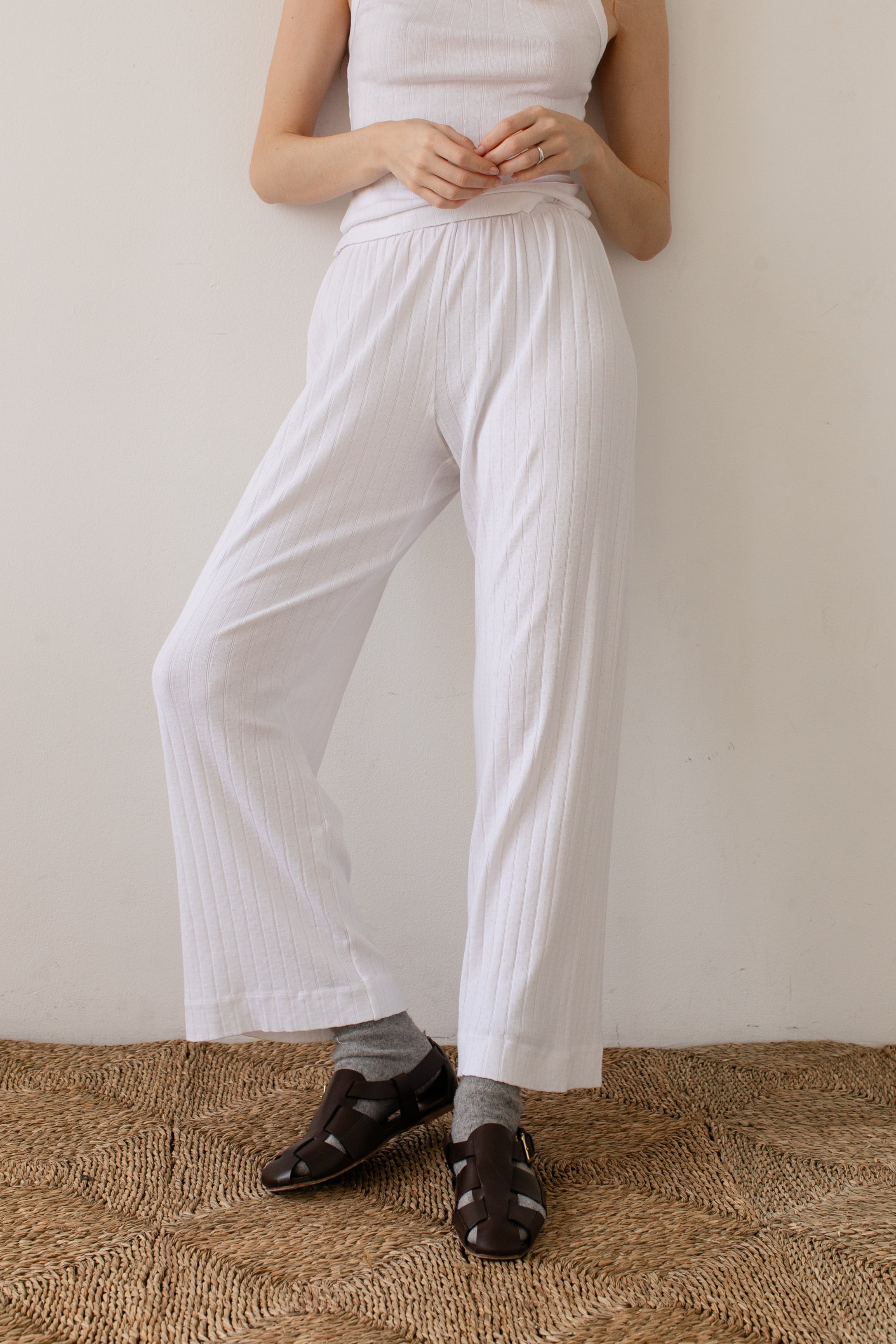 Pointelle Easy Pant in Onyx