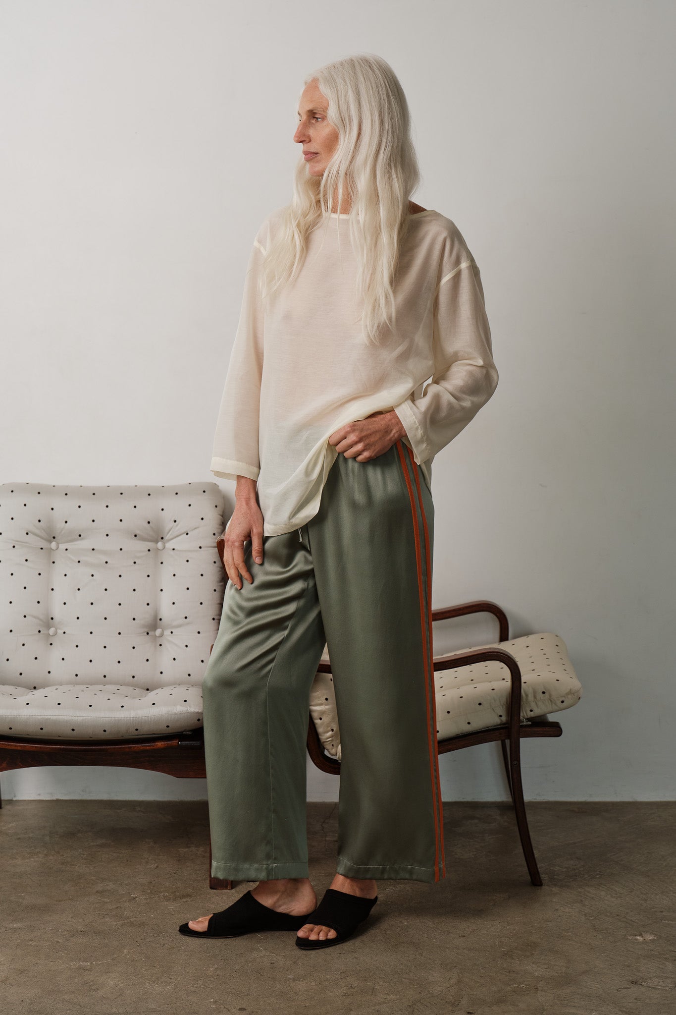 The Silk Stripe Crop Pant