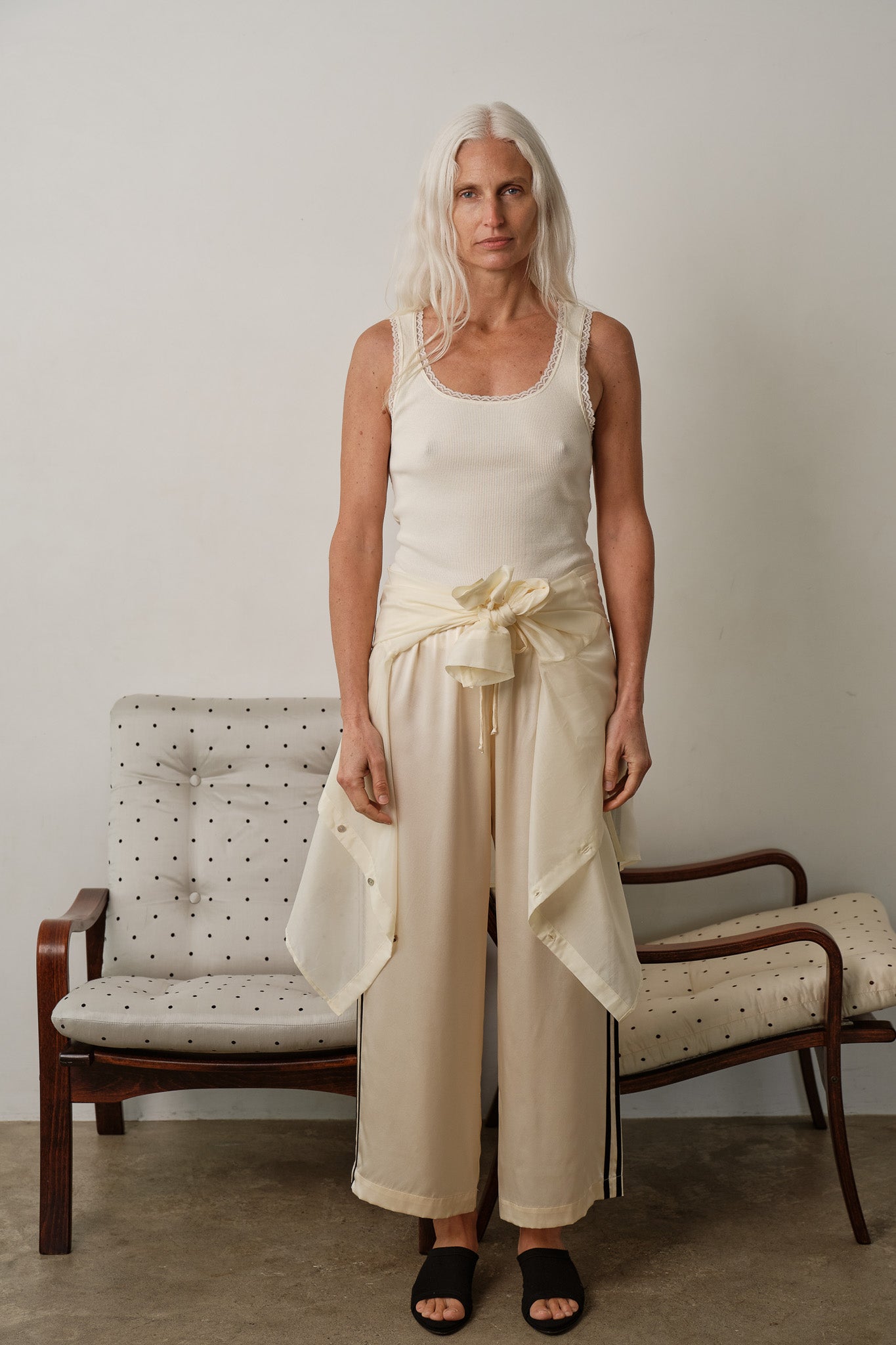 The Silk Stripe Crop Pant
