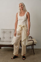 The Silk Stripe Crop Pant