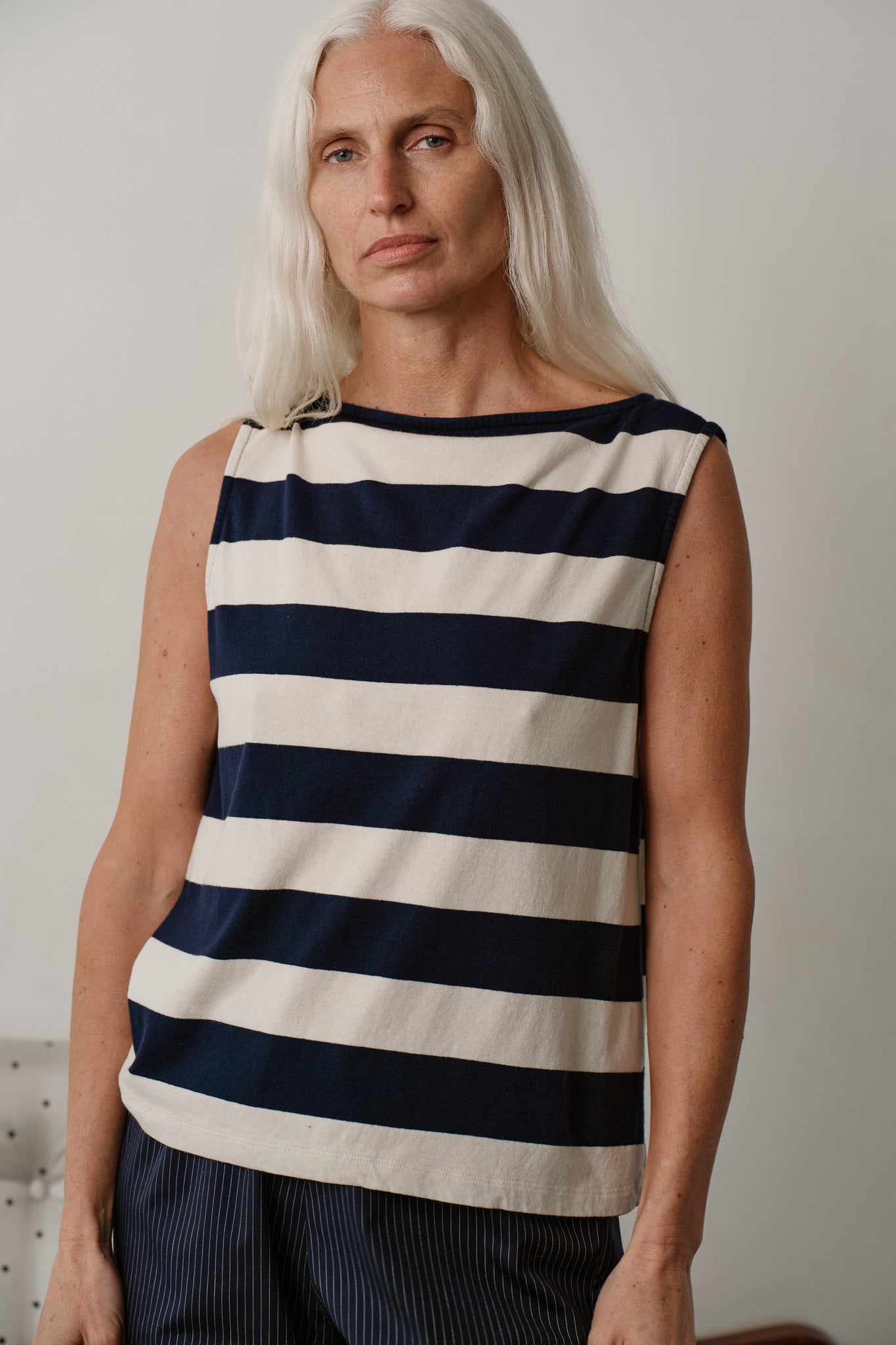 The Jersey Stripe Boatneck Tank