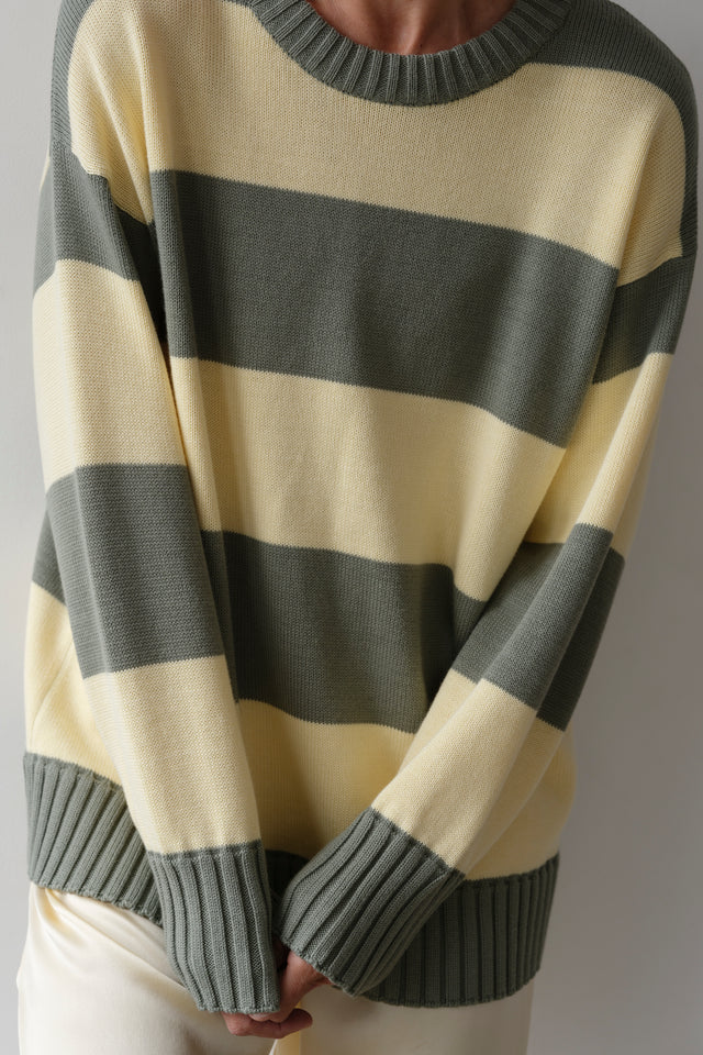 The Cotton Knit Stripe Crewneck Sweater