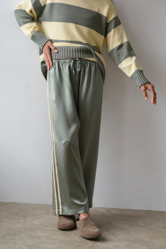 The Silk Stripe Crop Pant