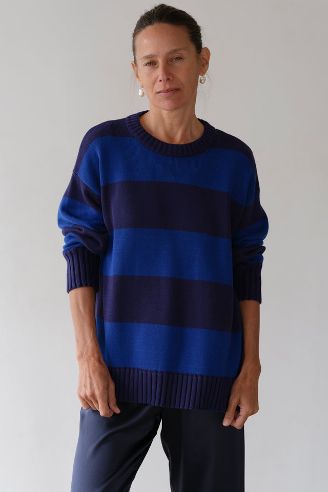 The Cotton Knit Stripe Crewneck Sweater