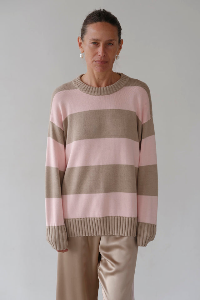 The Cotton Knit Stripe Crewneck Sweater