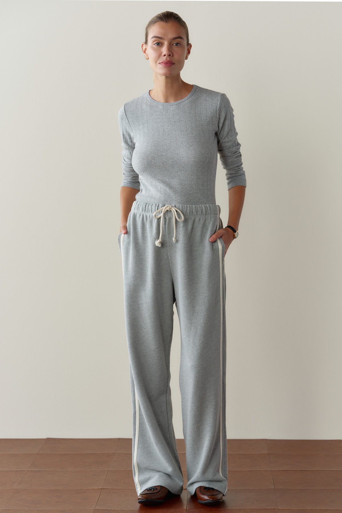 The Eco-Terry Stripe Crop Pant