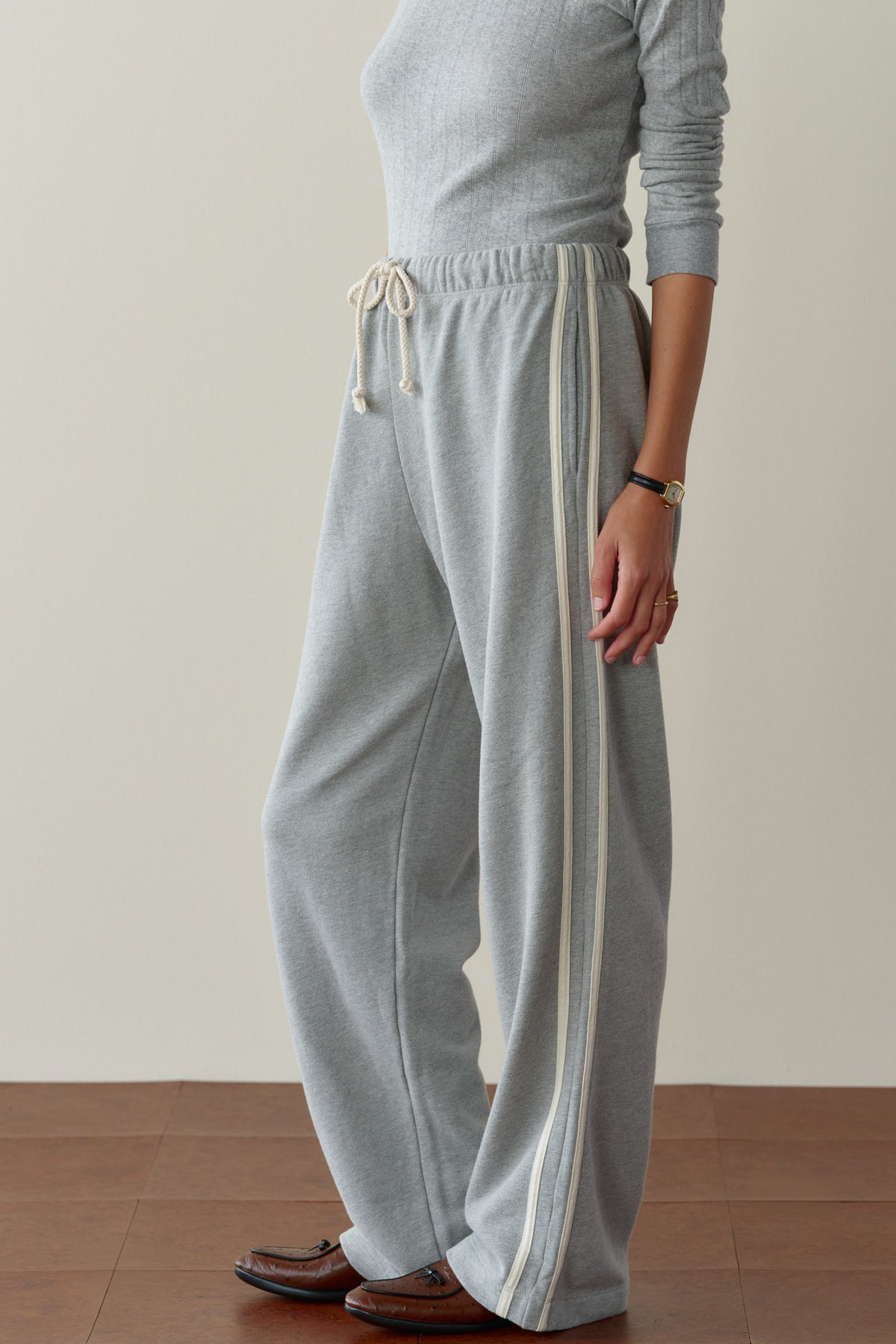 The Eco-Terry Stripe Crop Pant