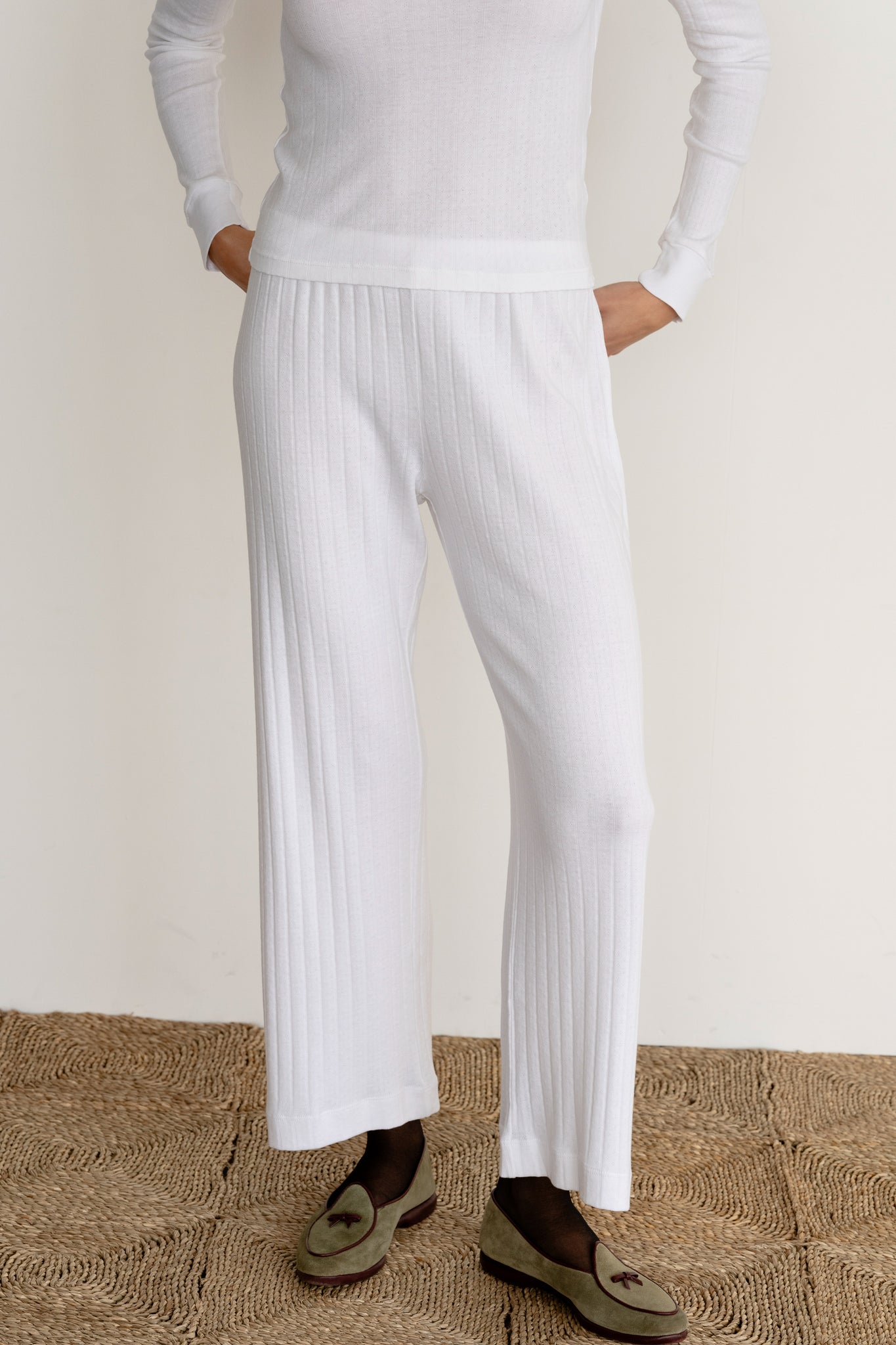 The Pointelle Simple Crop Pant
